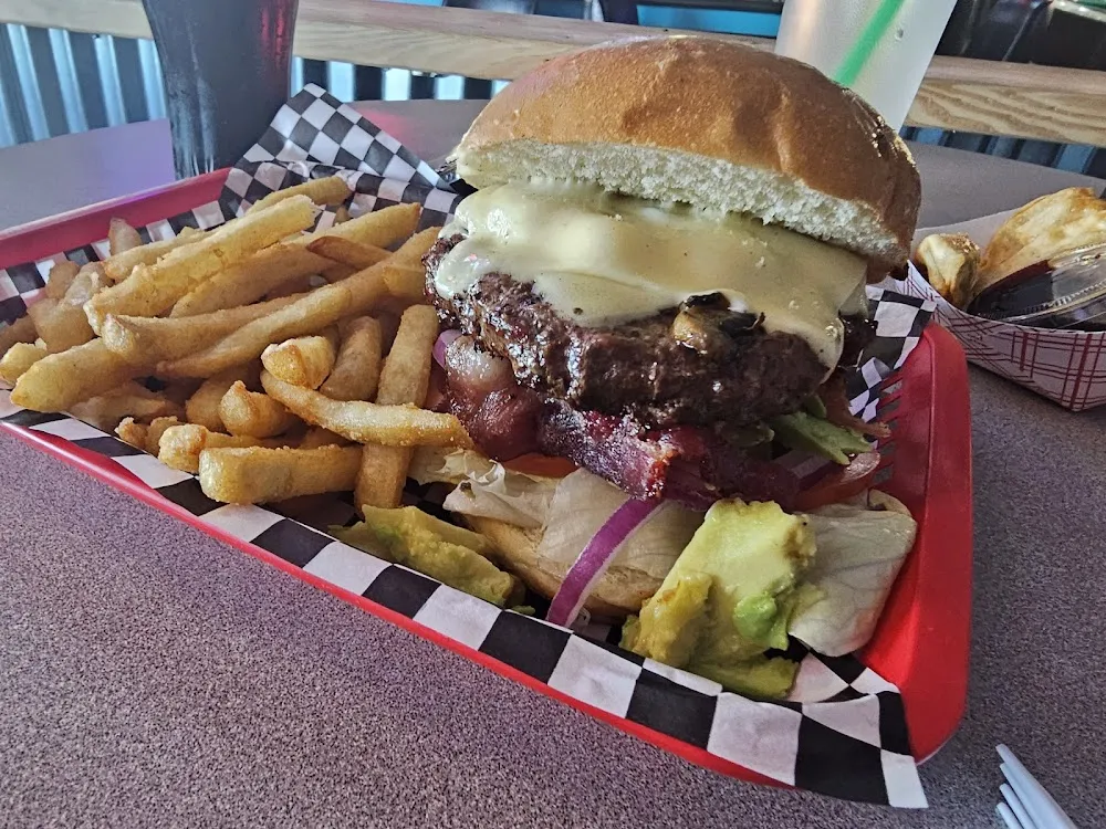 Bacon Mushroom Swiss Burger with Avocado
